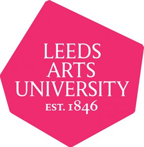 Pink Leeds Arts University Logo with Year EST.1846